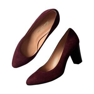 Brooks Brothers Women Burgundy Wine Suede Mid Heeled Pumps | Size 7